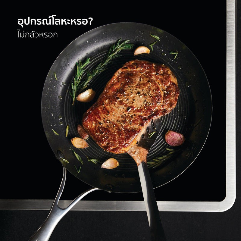 Pans - Circulon - FRYPAN, SteelShiel S-Series, SteelShield, กระทะที่ใช้กับเตาแม่เหล็กไฟฟ้า - CIRCULON SteelShield S-Series กระทะทอดสแตนเลสสตีลเคลือบผิวลื่น ขนาด 28 ซม. Frypan (70195-T) - PotsandPans.in.th
