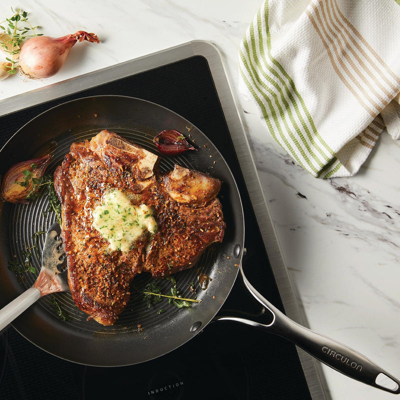 Pans - Circulon - FRYPAN, SteelShiel S-Series, SteelShield, กระทะที่ใช้กับเตาแม่เหล็กไฟฟ้า - CIRCULON SteelShield S-Series กระทะทอดสแตนเลสสตีลเคลือบผิวลื่น ขนาด 28 ซม. Frypan (70195-T) - PotsandPans.in.th