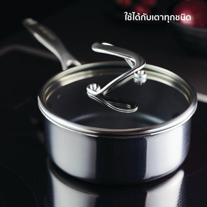 Cookware Set - Circulon - Saucepan, SteelShiel S-Series, SteelShield, กระทะที่ใช้กับเตาแม่เหล็กไฟฟ้า - CIRCULON SteelShield S-Series ชุดหม้อมีด้ามจับสแตนเลสสตีลเคลือบผิวลื่น 3 ชิ้น ขนาด 16,18,20 ซม. พร้อมฝา Saucepan set (70196-T) - PotsandPans.in.th