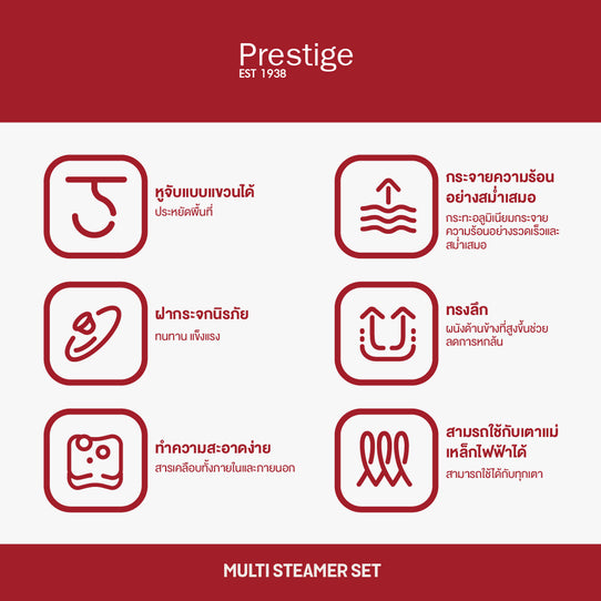 PRESTIGE STEAMER ชุดหม้อนึ่งสแตนเลส ขนาด 24 ซม. MULTI STEAMER SET (77127-C)