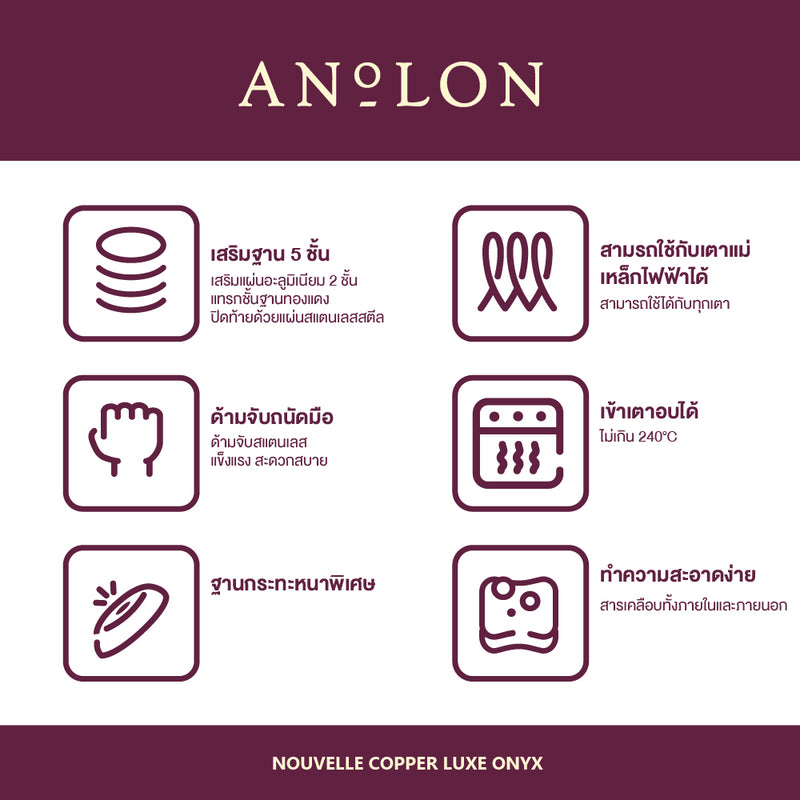 Anolon Nouvelle Copper Luxe Onyx หม้อด้าม  16 ซม. Saucepan 1.9L/16CM (80156-T)