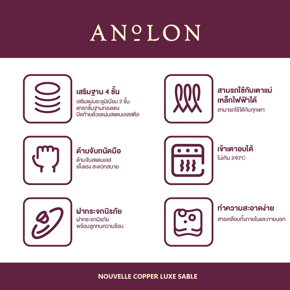 Anolon Nouvelle Copper Luxe กระทะผัด 30 ซม. เคลือบผิวลื่น ก้นลึก Stirfry (83856-T)