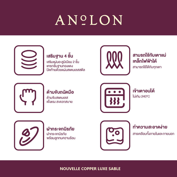 Anolon Nouvelle Copper Luxe กระทะผัด 30 ซม. เคลือบผิวลื่น ก้นลึก Stirfry (83856-T)