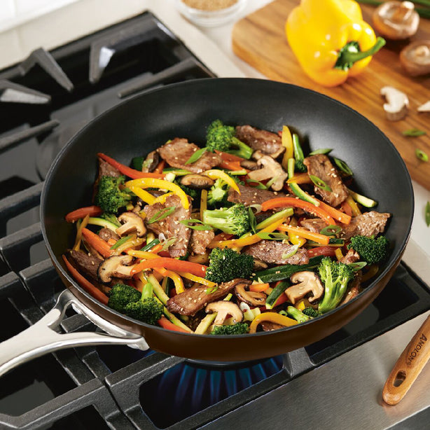 Anolon Nouvelle Copper Luxe กระทะผัด 30 ซม. เคลือบผิวลื่น ก้นลึก Stirfry (83856-T)