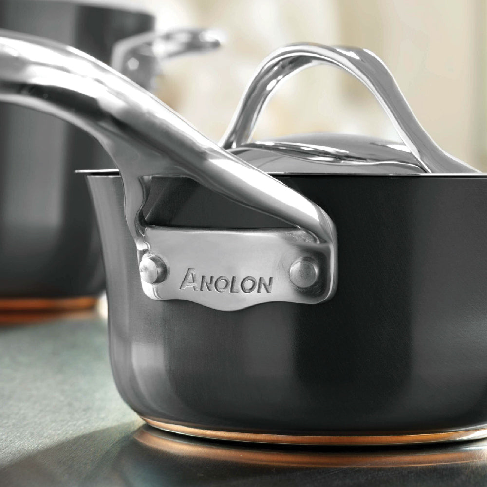 ANOLON NOUVELLE COPPER LUXE ONYX หม้อด้าม ขนาด 20 ซ.ม./3.3 ลิตร STRAINING SAUCEPAN (83880-T)