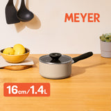 MEYER Bauhaus หม้อมีด้ามจับ ขนาด 16 ซม./1.4 ลิตร พร้อมฝา Saucepan (13762-TE12)