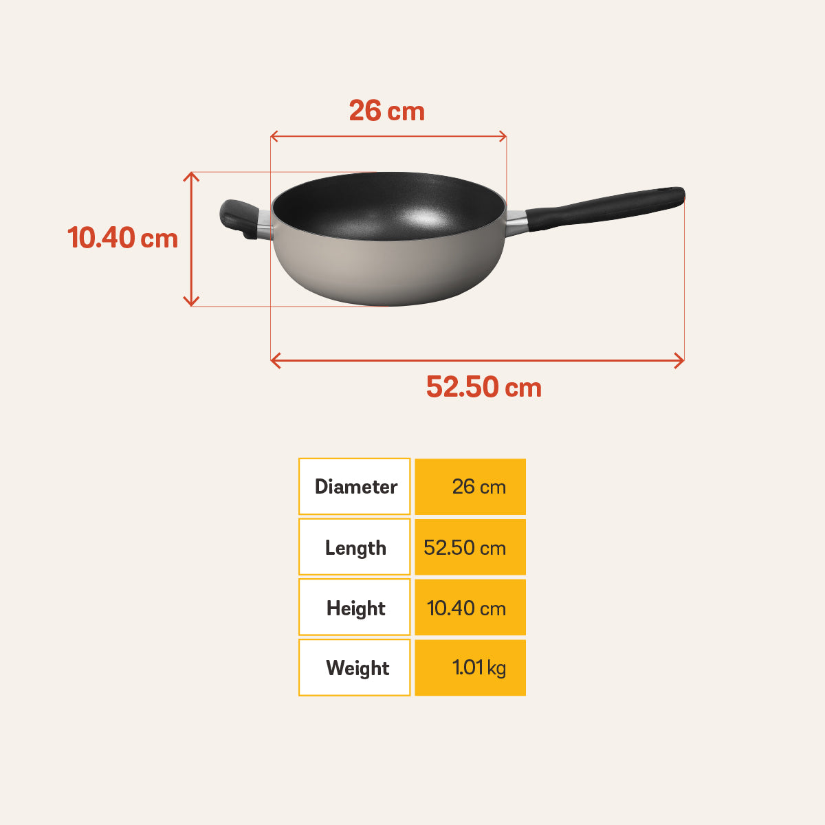 MEYER Bauhaus กระทะเชฟอเนกประสงค์ ขนาด 26 ซม./4.3 ลิตร Chef's pan (13767-TE12)