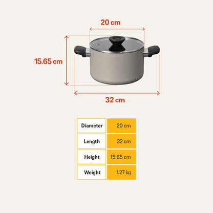 MEYER Bauhaus หม้อต้ม 2 หู ขนาด 20 ซม./3.8 ลิตร พร้อมฝา Stockpot (13768-TE12)