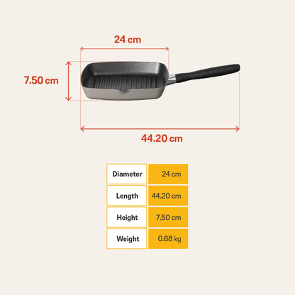 MEYER Bauhaus กระทะปิ้งย่างสี่เหลี่ยม ขนาด 24 ซม. Grill pan (13771-TE12)