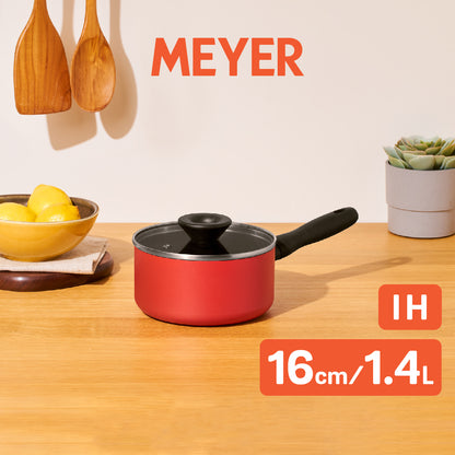 MEYER Bauhaus Induction หม้อมีด้ามจับ ขนาด 16 ซม./1.4 ลิตร พร้อมฝา Saucepan (13382-TE12)