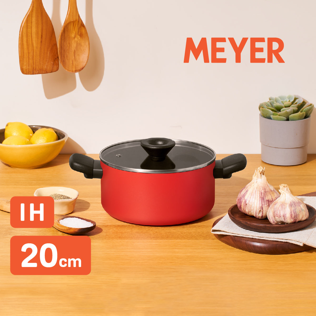 MEYER Bauhaus Induction หม้อต้ม 2 หู ขนาด 20 ซม./2.8 ลิตร พร้อมฝา Stockpot (13383-TE12)