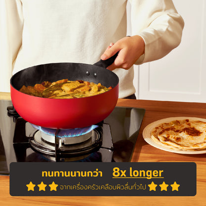 ทนทานกว่า non-stick ทั่วไป 8 เท่า MEYER Bauhaus Induction กระทะทรงลึก ขนาด 24 ซม./3.5 ลิตร Saucier (13384-TE12)