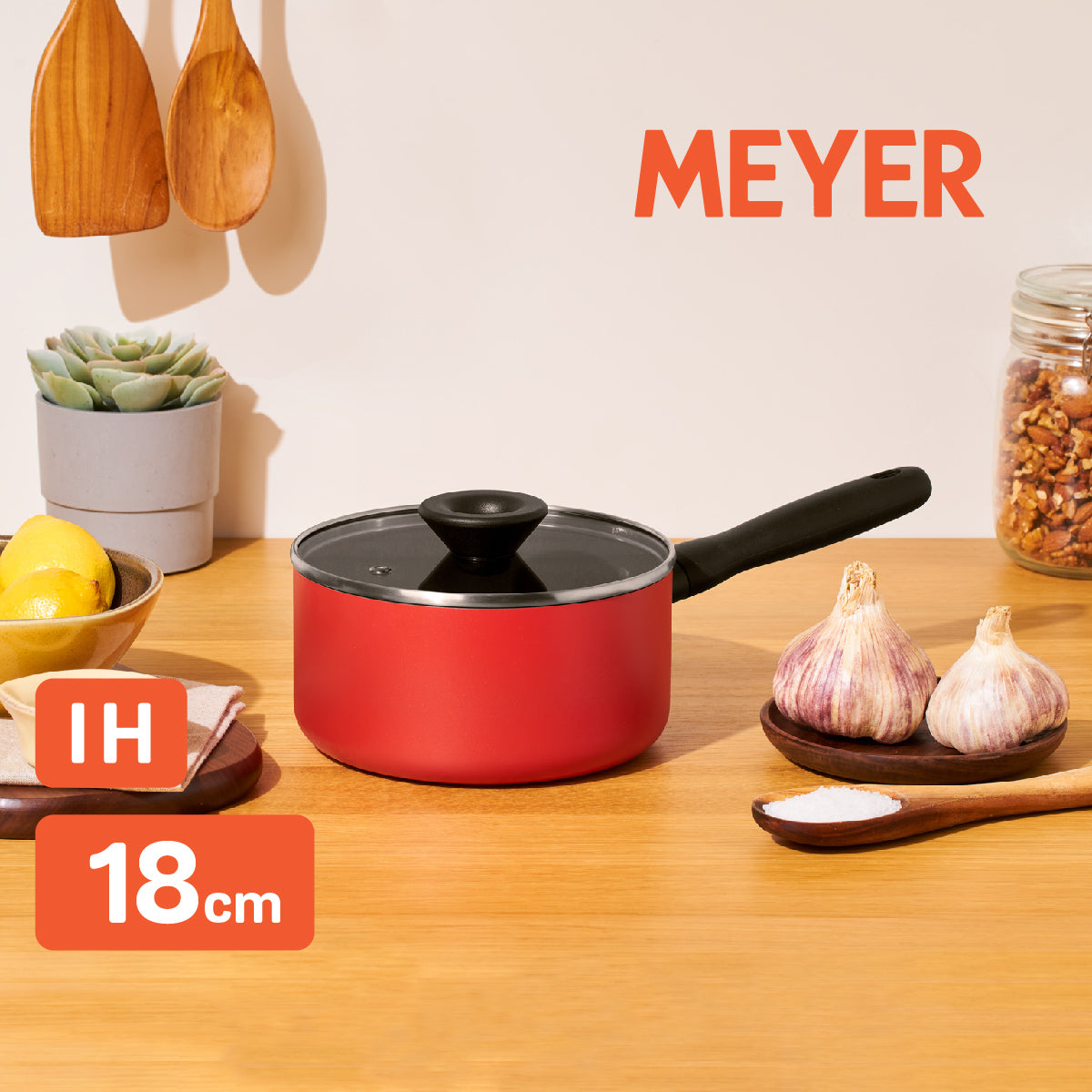 MEYER Bauhaus Induction หม้อมีด้ามจับ ขนาด 18 ซม./1.9 ลิตร พร้อมฝา Saucepan (14201-TE12)