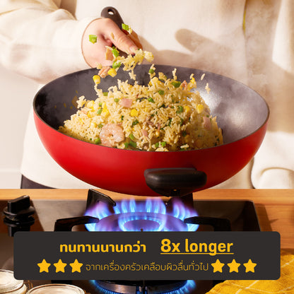 ทนทานกว่า nonstick ทั่วไป 8 เท่า MEYER Bauhaus Induction กระทะผัดทรงลึก ขนาด 28 ซม. Stirfry (14204-TE12)