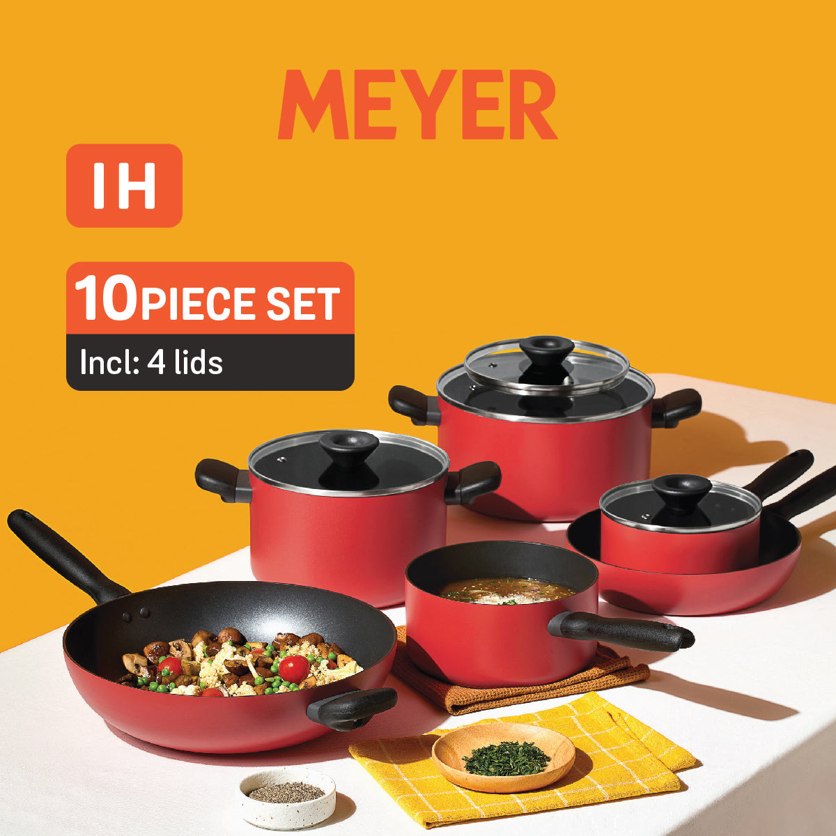 MEYER Bauhaus Induction ชุดเครื่องครัว 10 ชิ้น Cookware Set