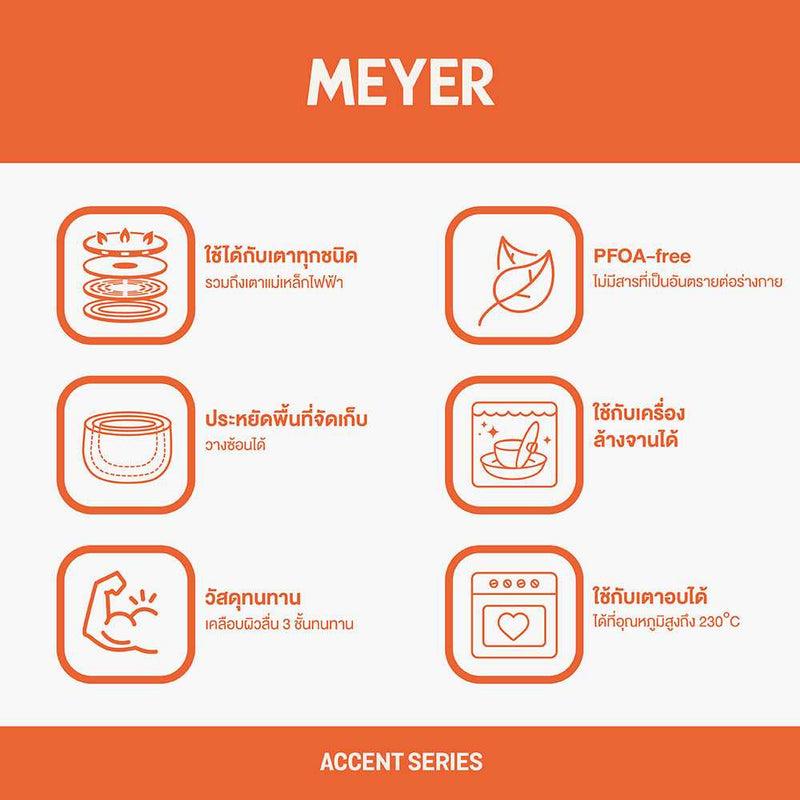 MEYER Accent Hard-Anodized กระทะทอดทรงแบน 20 ซม. Frypan (81218-T)