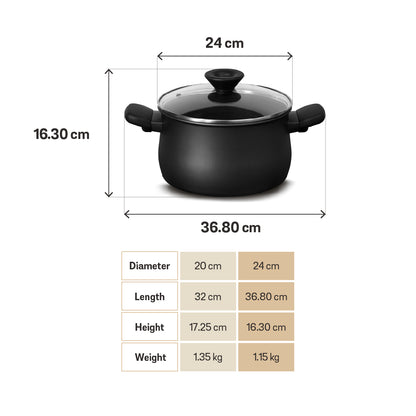 MEYER MIDNIGHT หม้อต้ม 2 หู hard-anodize ขนาด 24 ซม./7.6 ลิตร พร้อมฝา Stockpot (85073-TE12)