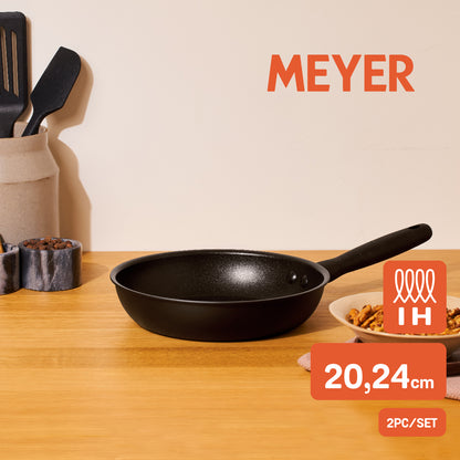 MEYER MIDNIGHT ชุดกระทะทอด hard-anodize ขนาด 20, 24 ซม. จับคู่ 2 ชิ้น Frypan set (85084-TE12)