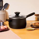 MEYER MIDNIGHT ชุดหม้อมีด้ามจับ hard-anodize พร้อมฝารวม 6 ชิ้น ขนาด 16, 18, 20 ซม. Saucepan set (85087-TE12)
