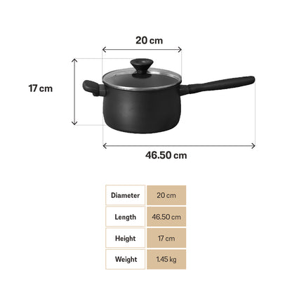 MEYER MIDNIGHT ชุดหม้อมีด้ามจับ hard-anodize พร้อมฝารวม 6 ชิ้น ขนาด 16, 18, 20 ซม. Saucepan set (85087-TE12)