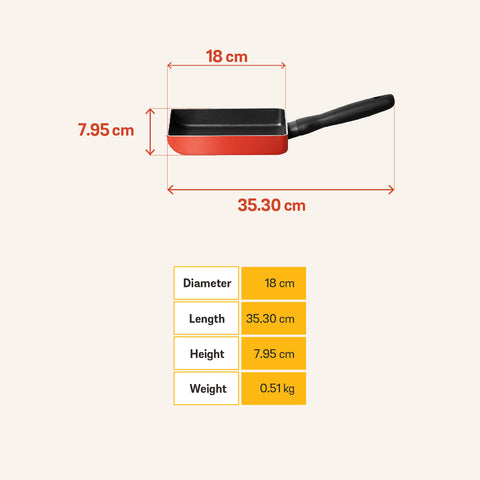 MEYER Bauhaus Induction กระทะไข่ม้วนพร้อมตะหลิวซิลิโคน ขนาด 18 ซม. Egg Roll Pan (11258-CE12)