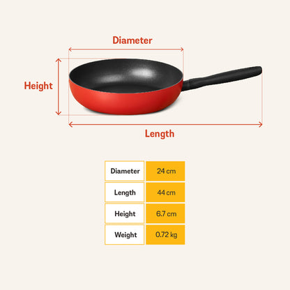 กระทะทอดทรงแบน ขนาด 24 cm.