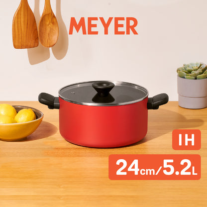 MEYER Bauhaus Induction หม้อตุ๋น 2 หู ขนาด 24 ซม./5.2 ลิตร พร้อมฝา Casserole (14202-TE12)