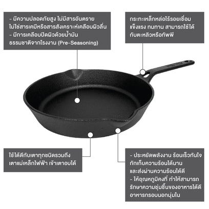 Pans - Meyer - Best Sellers, bestselling, Meyer - Cast Iron, payday, SKILLET, SPECIAL SALE - MEYER CAST IRON กระทะทอดเหล็กหล่อ ขนาด 24 ซม. SKILLET WITH SINGLE HANDLE | PotsandPans