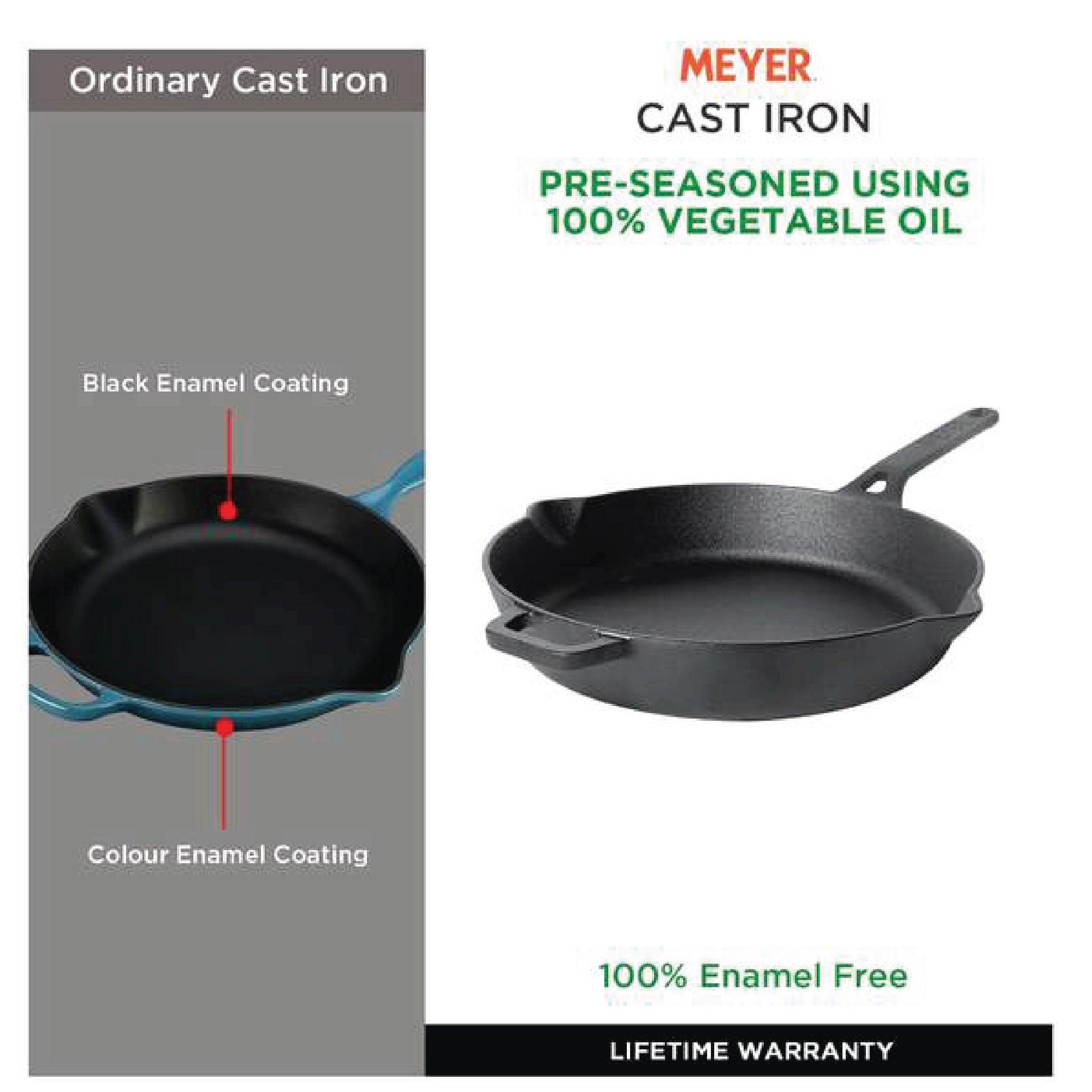 Pans - Meyer - Best Sellers, bigsale, Meyer - Cast Iron, OPEN SKILLET, payday, SKILLET, SPECIAL SALE - MEYER CAST IRON กระทะเหล็กหล่อ 26CM FRYPAN | PotsandPans