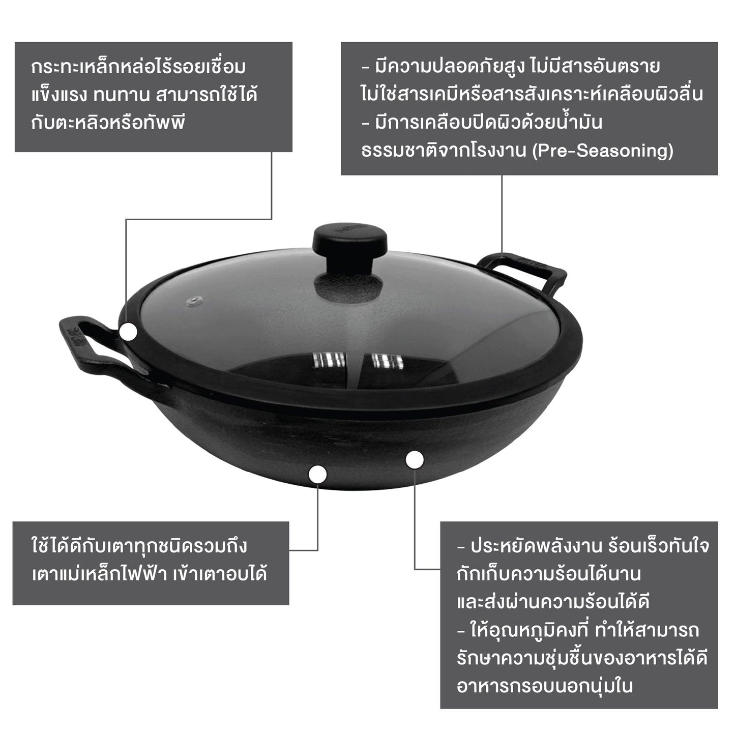 Pans - Meyer - Best Sellers, bestselling, bigsale, KADAI, Meyer - Cast Iron - MEYER CAST IRON กระทะผัดก้นลึก 2 หู ขนาด 30 ซม. KADAI (48186-C) | PotsandPans