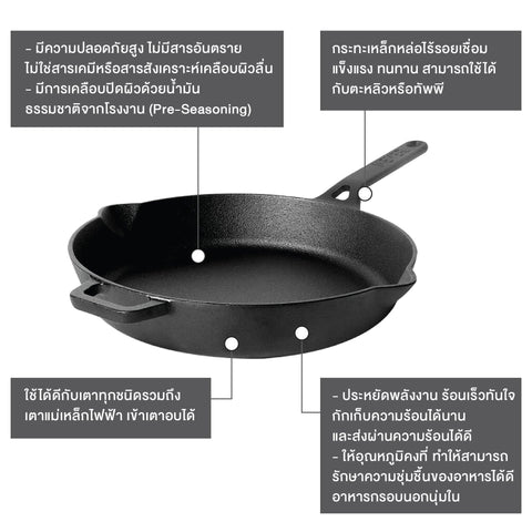Pans - Meyer - Best Sellers, bigsale, Meyer - Cast Iron, OPEN SKILLET, payday, SKILLET, SPECIAL SALE - MEYER CAST IRON กระทะเหล็กหล่อ 26CM FRYPAN | PotsandPans