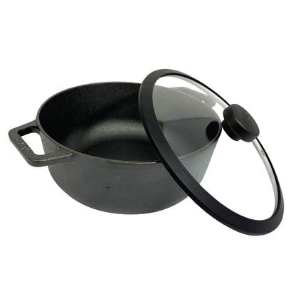 Pots - Meyer - Best Sellers, bestselling, bigsale, Meyer - Cast Iron, SAUTE, Sauteuse, SPECIAL SALE - MEYER CAST IRON หม้อเหล็กหล่อ 2 หู ขนาด 20 ซม. SAUTEUSE WITH GLASS LID | PotsandPans