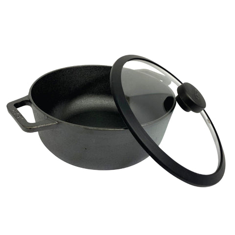 Pots - Meyer - Best Sellers, bestselling, bigsale, Meyer - Cast Iron, SAUTE, Sauteuse, SPECIAL SALE - MEYER CAST IRON หม้อเหล็กหล่อ 2 หู ขนาด 20 ซม. SAUTEUSE WITH GLASS LID | PotsandPans