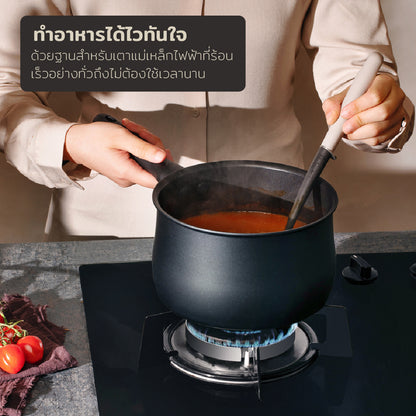 ร้อนเร็ว ทำอาหารได้ไว MEYER MIDNIGHT ชุดเครื่องครัว hard-anodize 5 ชิ้น กระทะผัด หม้อด้ามพร้อมฝา มาพร้อมตะหลิวและทัพพีไนล่อน Cookware set with tools (85086-TE12)