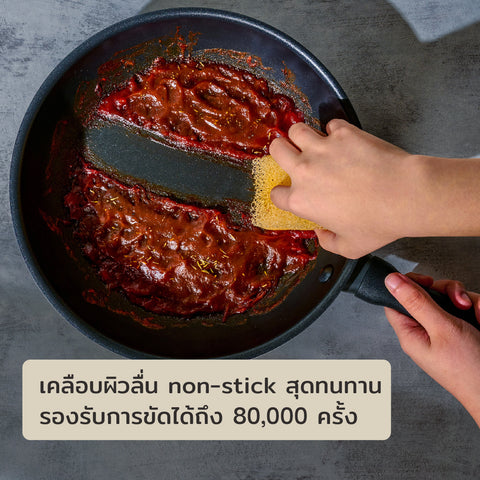 ล้างออกง่าย ไม่ติดกระทะ รองรับการขัดได้มาก MEYER MIDNIGHT ชุดกระทะทอด hard-anodize ขนาด 20, 24 ซม. จับคู่ 2 ชิ้น Frypan set (85084-TE12)