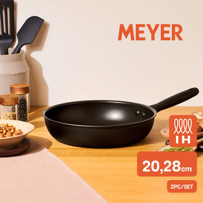 MEYER MIDNIGHT ชุดกระทะทอด hard-anodize ขนาด 20, 28 ซม. จับคู่ 2 ชิ้น Frypan set (85085-TE12) 