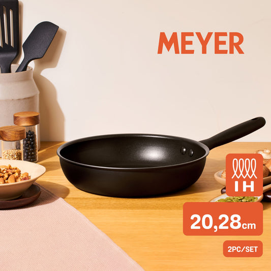 MEYER MIDNIGHT ชุดกระทะทอด hard-anodize ขนาด 20, 28 ซม. จับคู่ 2 ชิ้น Frypan set (85085-TE12) 