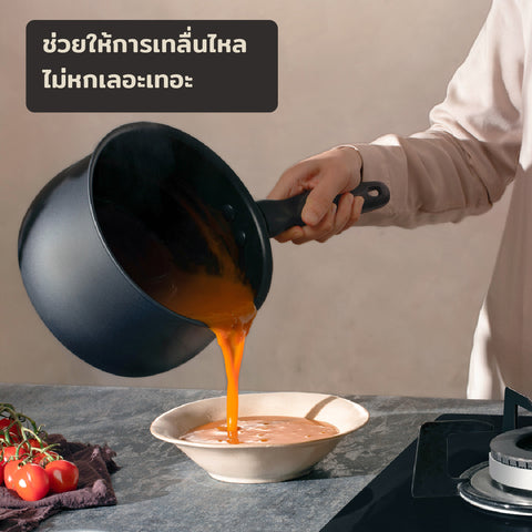 เทง่าย ไม่หกเลอะเทอะ MEYER MIDNIGHT ชุดหม้อมีด้ามจับ hard-anodize พร้อมฝารวม 6 ชิ้น ขนาด 16, 18, 20 ซม. Saucepan set (85087-TE12)