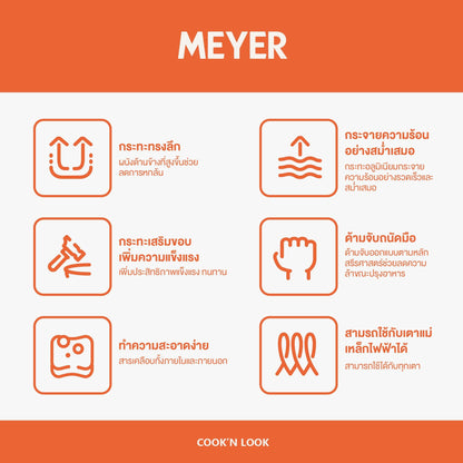 กระทะผัดก้นลึก MEYER ขนาด 30 ซม. ใช้ได้กับทุกเตา ด้ามจับถนัดมือ ทำควาสะอาดง่าย กระทะเทฟล่อน ไม่ติดกระทะ ใช้ได้กับเตาทุกประเภท เตาแม่เหล็กไฟฟ้า ใช้ได้ เหมาะกับเมนู ผัด ทอด