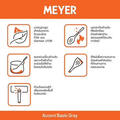 วิธีการใช้งาน MEYER Accent Basic Gray ตะหลิวผัดไนล่อน Wok Turner (48366-C)
